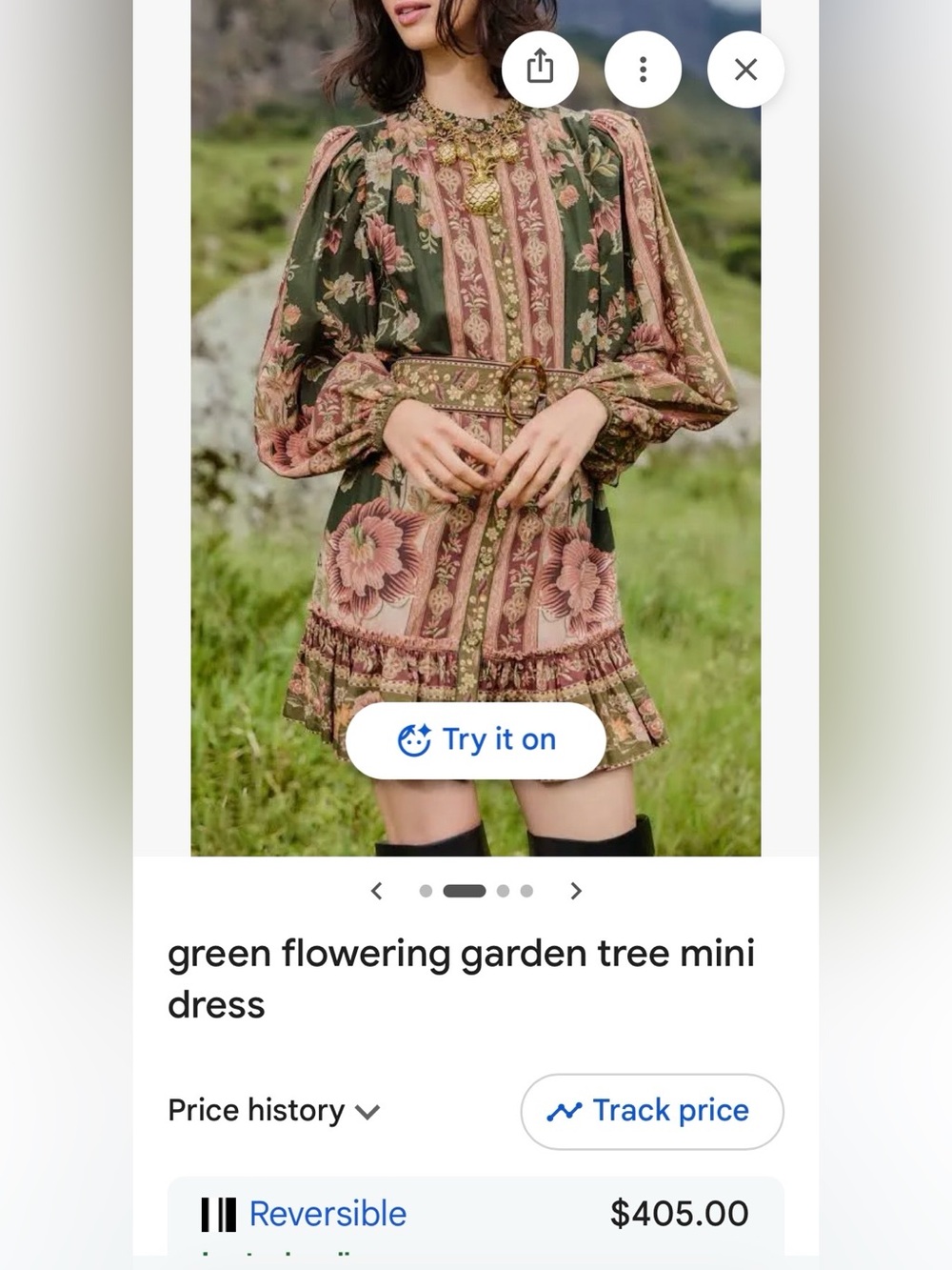 NWT Size M - FARM RIO Green Flowering Garden Tree Cotton Blend Mini Dress - Picture 6 of 15